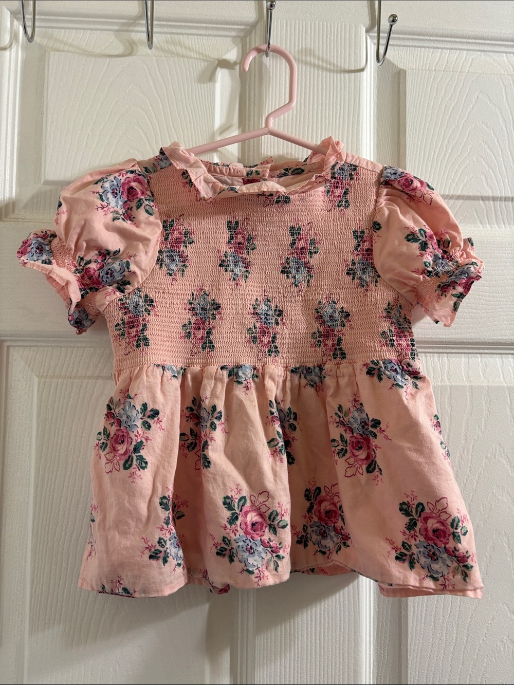 Janie and Jack girls Floral Smocked Puff-Sleeve Top for Kids